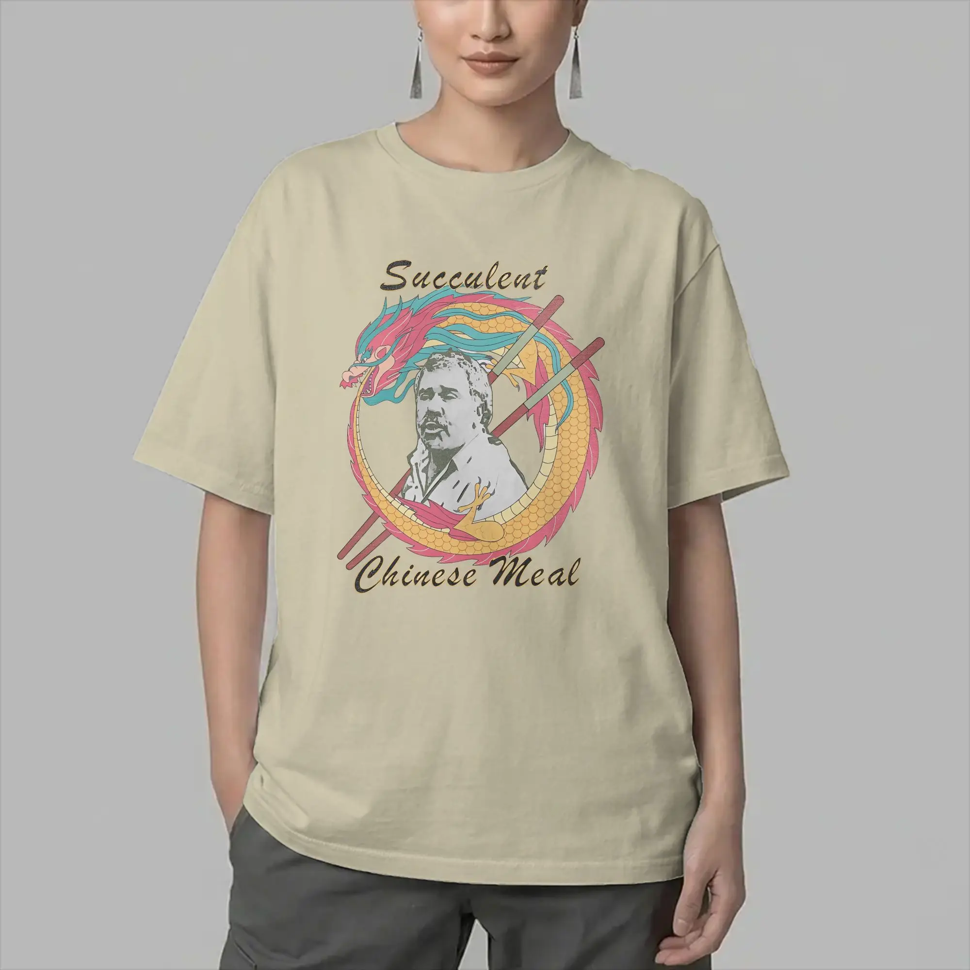 Funny Succulent Chinese Meal Meme Men's T Shirts  Novelty Tees Short Sleeve Crewneck T-Shirt 100% Cotton Plus Size Tops