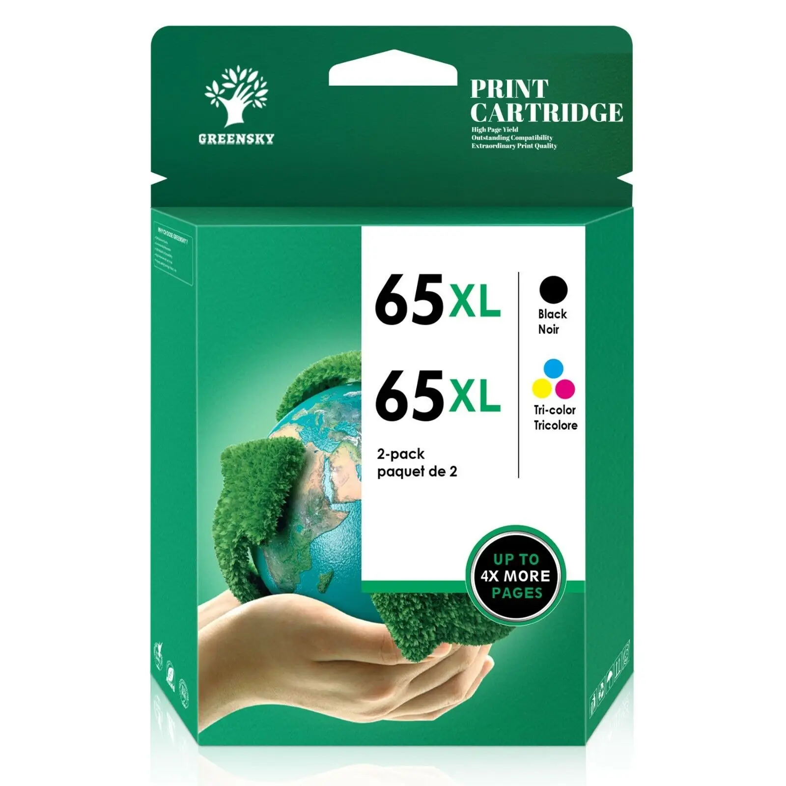 2 pack Replacement for HP 65XL 65-XL Ink Cartridge Black + Color High Yield