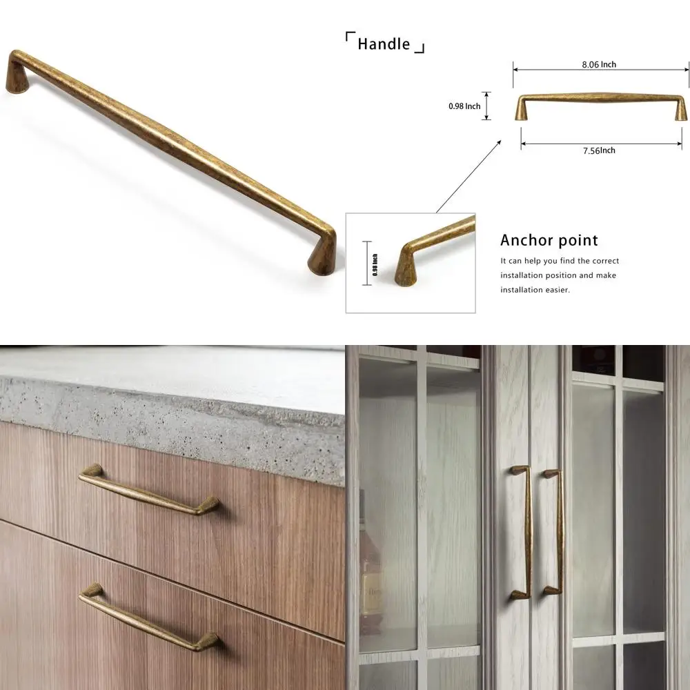 

Vintage Retro Brass Zinc Alloy Cabinet Handles 7.56 Hole Center - Affordable Luxury Hardware for Cabinets