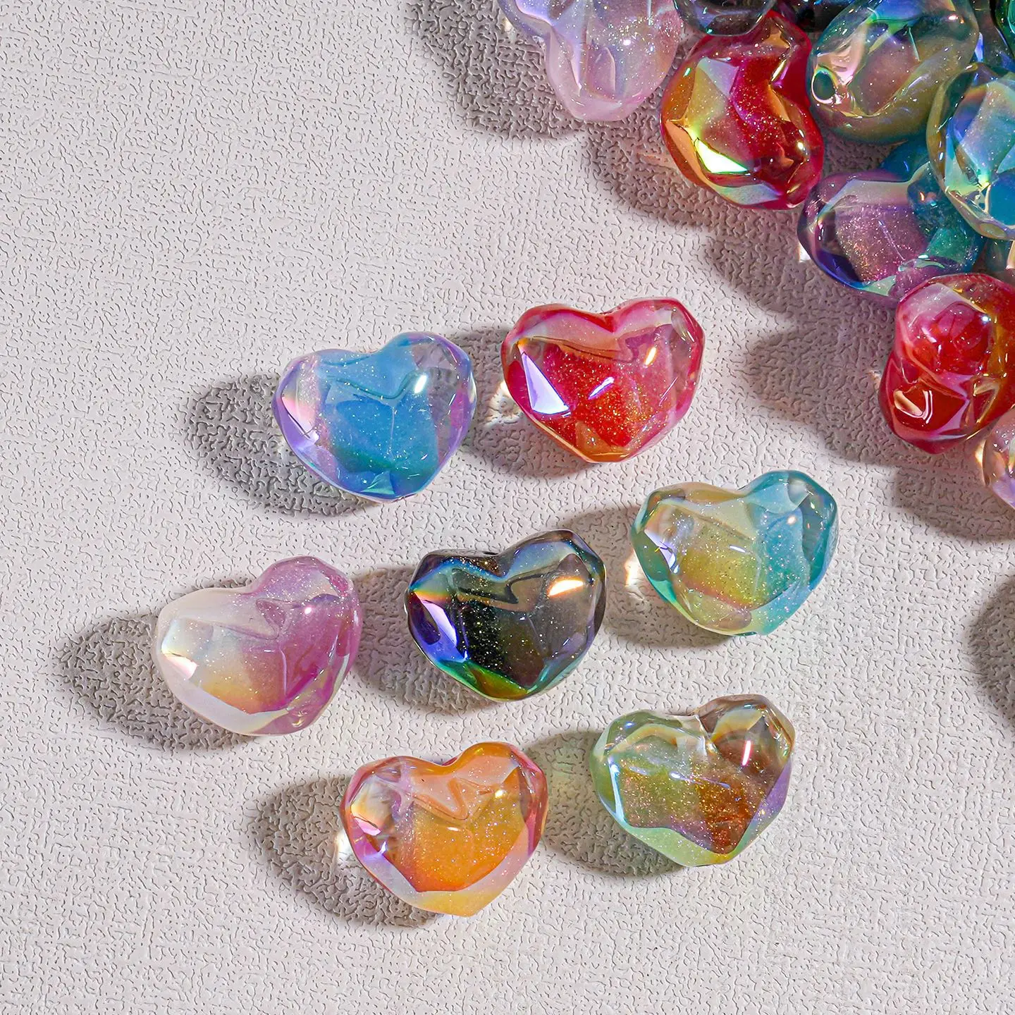 Glitter Changing Colors Style Love Heart Shape Resin Acrylic Beads Fit Girls Necklace Earring Bracelet 20*16mm 20pcs