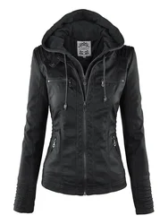 Giacca gotica in ecopelle da donna 2023 felpe con cappuccio giacca da moto autunno inverno capispalla nero giacca basic in ecopelle PU