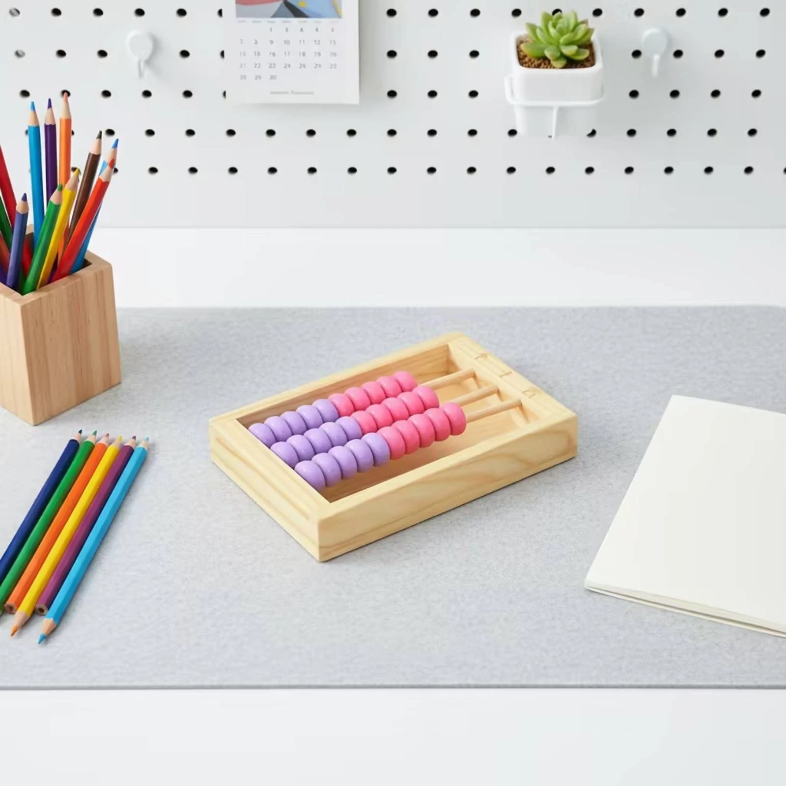 Wooden Abacus Compact Mini Abacus Wooden Counting Toy Portable Math Manipulative Educational for Students, Homeschool, Classroom