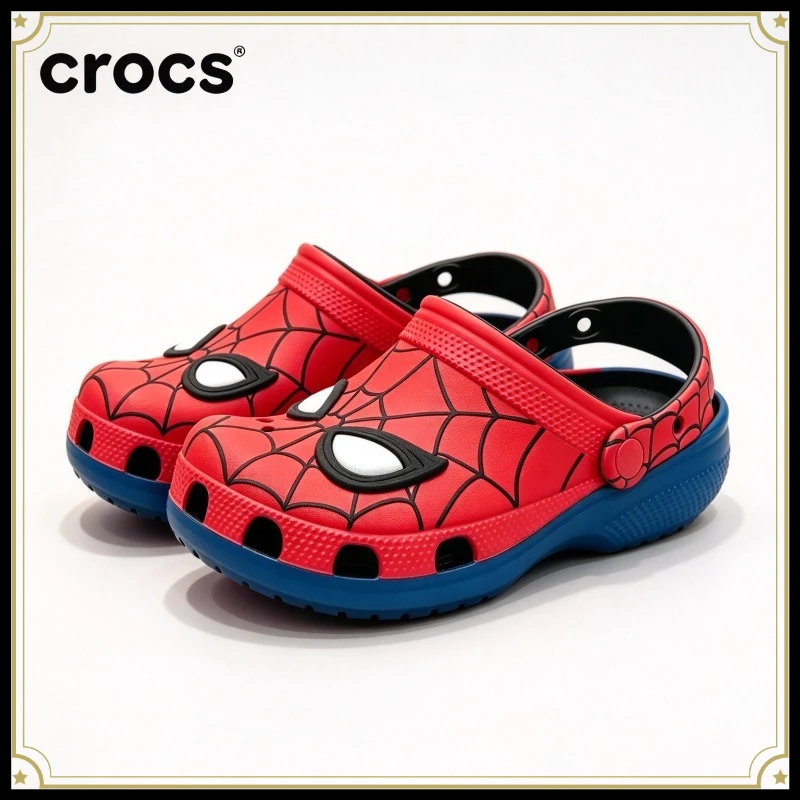 Crocs New Masked Spider-Man Second Generation Joint Hole Shoes Outdoor Non-slip Breathable Sandals Beach Shoes