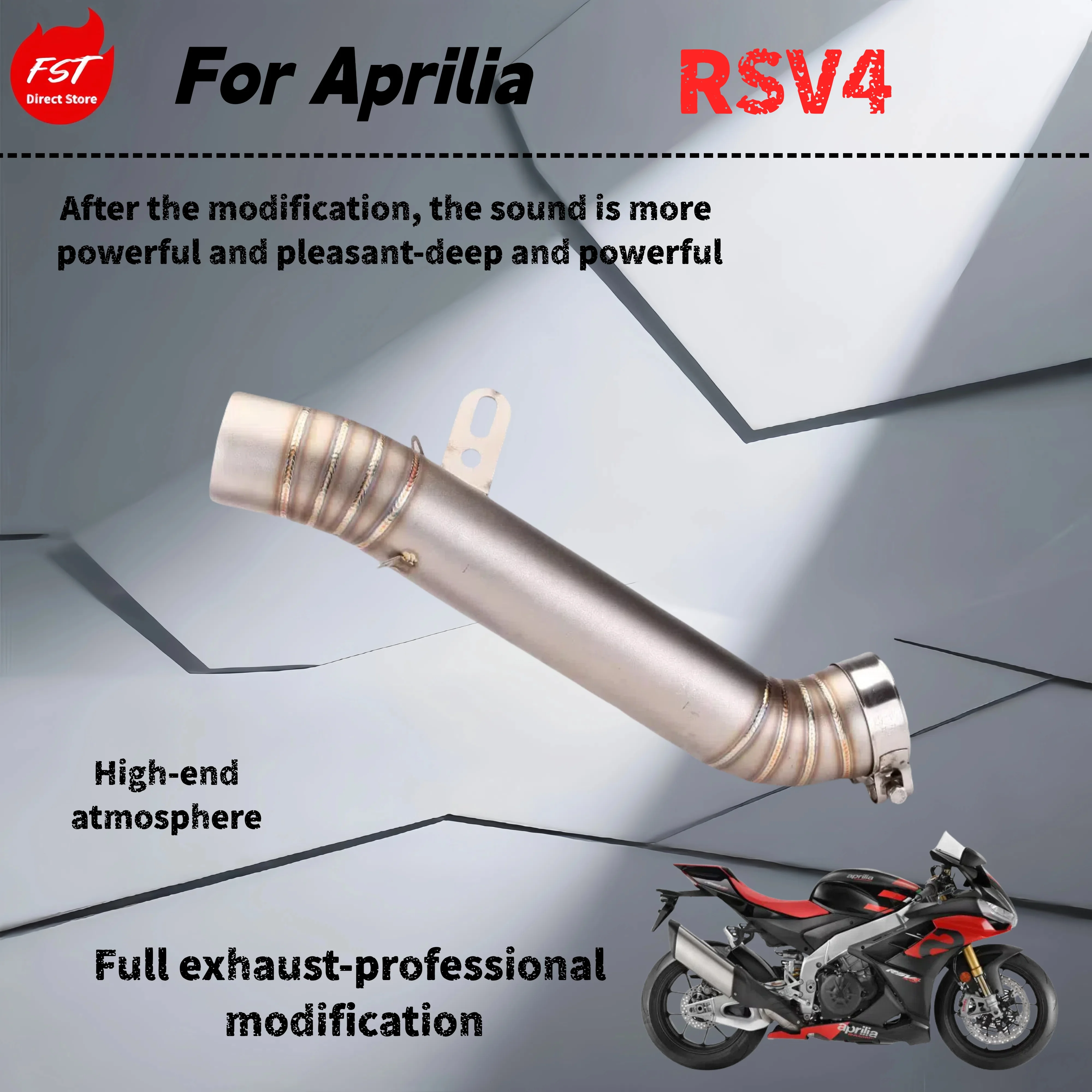 

For Aprilia RSV4-Modified mid-section exhaust pipe-The sound is deep, rich and powerful