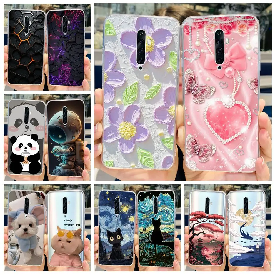 For Oppo Reno 2 2F 2Z Case Luxury Painted Cover Clear Silicone Phone Case For Oppo Reno2 F Reno 2Z Reno2 Reno2F Reno2Z Soft Bags