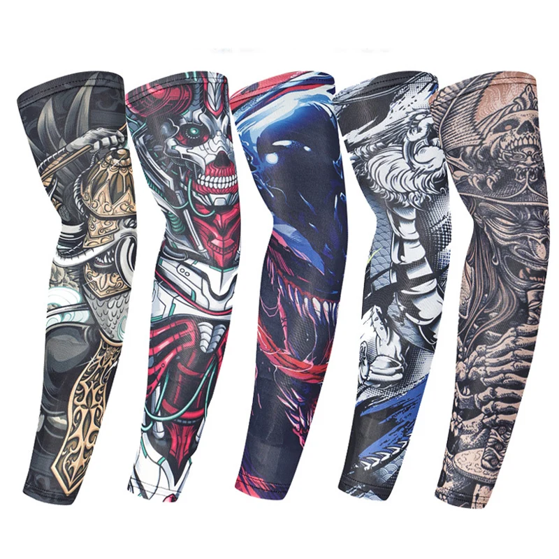 Arm Warmer Cover for Sports, Sunscreen Skull Sleeves, Elastic Cuff, Running, Cycling, Fitness, Basketball, Outdoor, Summer,