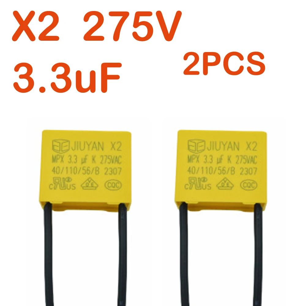 3.3uF X2 Safety Capacitor, 275V AC, Polypropylene Film, for LED Lights, Home Appliances, CE RoHS Certified