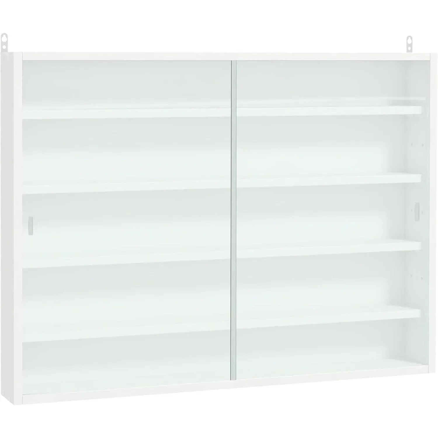 5-layer display cabinet, glass door cabinet with adjustable shelves, suitable for gaming rooms, wall mounted, white