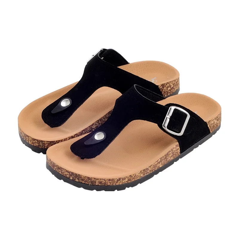 2023  Cool Cork Flip-flops Beach Shoes Outdoor Men and Women Casual Flat Flip-flops luxury sandals  Clip Feet Flip-flops