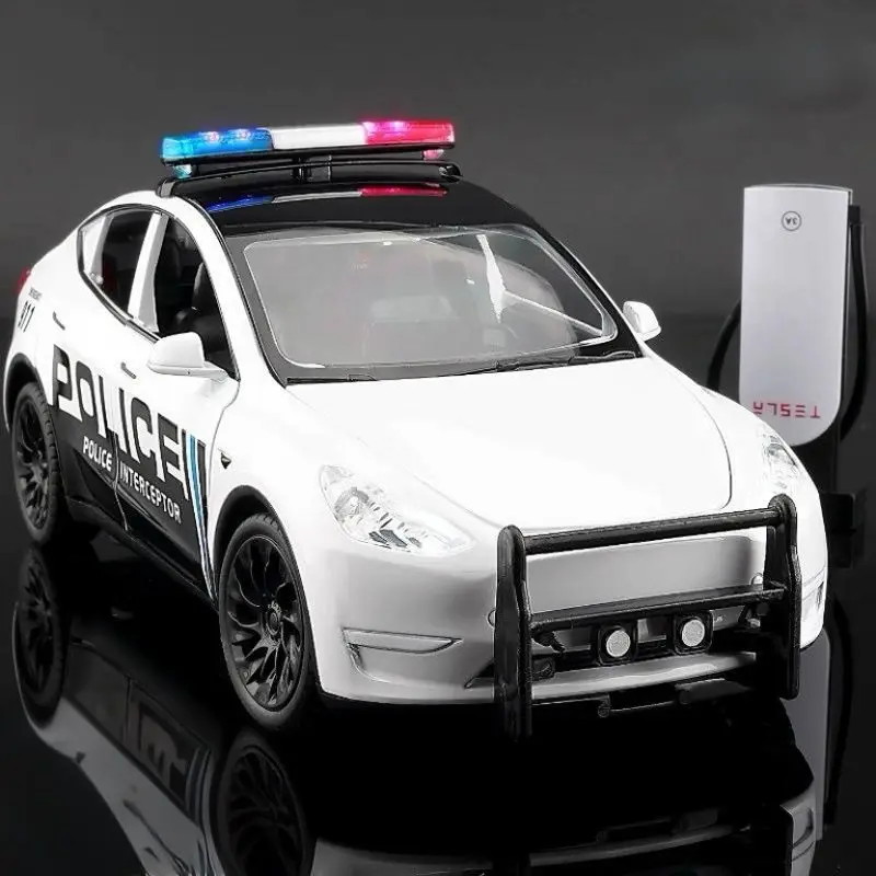 

1:24 Model Y SUV Alloy Police New Energy Car Model Diecasts Metal Off-road Vehicles Car Model Sound and Light Childrens Toy Gift