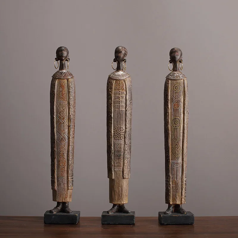 

Ремесленная смола, африканский племенный тотем, художественная женская фигурка, черные люди, декоративные фигурки, аксессуары для украшения дома