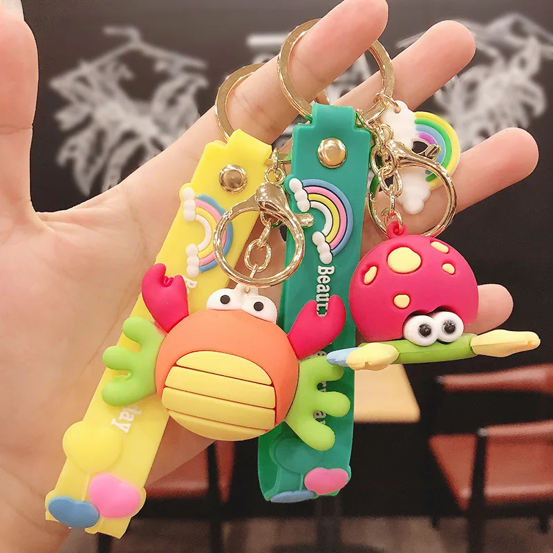 Cartoon Underwater World Octopus Crab Doll Keychain Cute Student Bag Pendant Doll Machine Gift Accessories