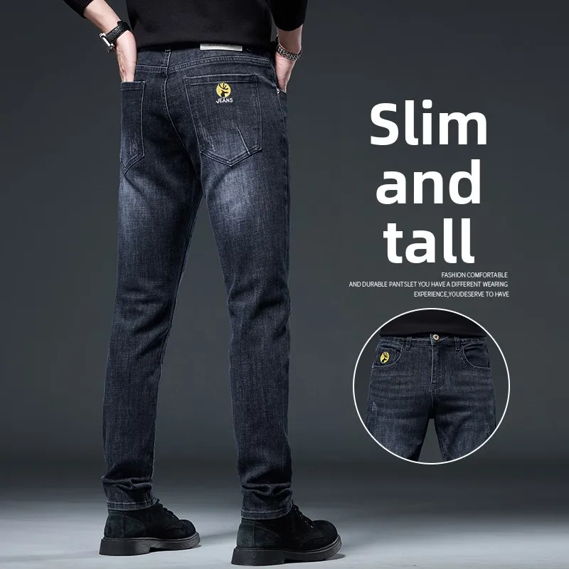 

Новые мужские джинсы осенне-зимние, модные, городские, прямого кроя, с легкой эластичностью, сохраняющие цвет, с высокой талией, на молнии...