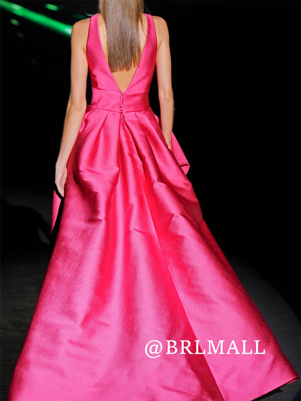 BRLMALL Vestido de noche con mangas sin mangas para mujer, vestido largo de satén con corte en A para fiesta de graduación, vestido de fiesta de boda, vestido para ocasión Formal personalizado