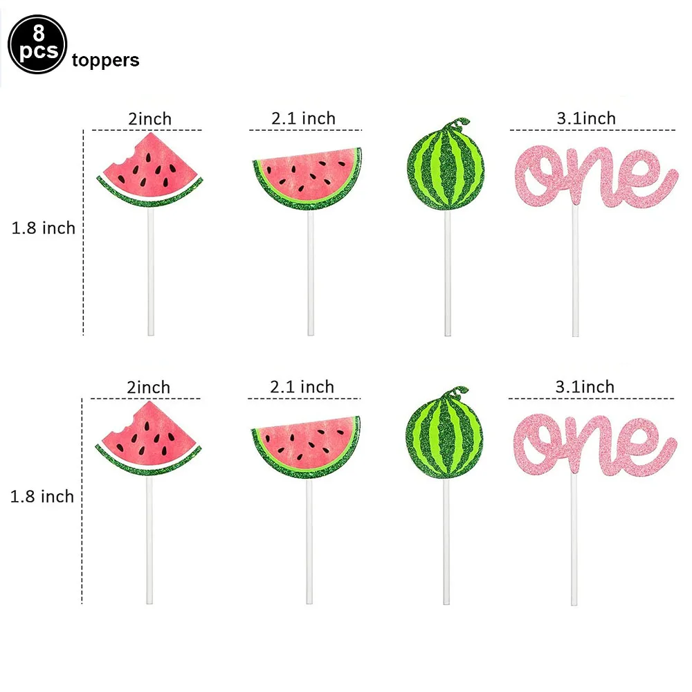 One in a Melon Cake Topper 1st Birthday Party Decor Watermelon Cake Cupcake Decor Watermelon Themed Baby Kids Party Supplies