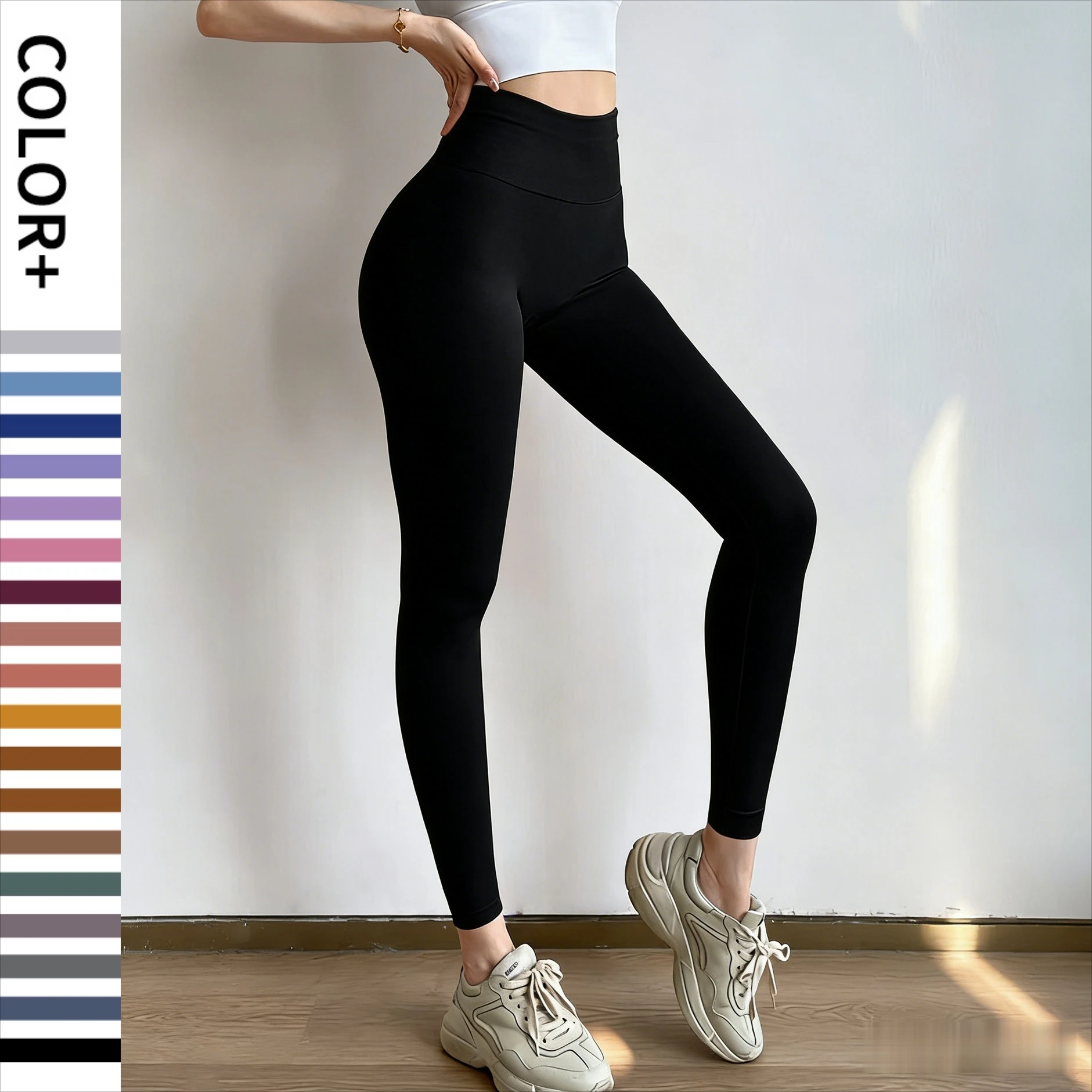 Yoga-Hose mit hoher Taille für Damen, pfirsichfarben, Hip-Lift, eng formend, dünn, hoch, keine Peinlichkeitslinie, rutschfeste Taille, tägliche lässige Jogginghose