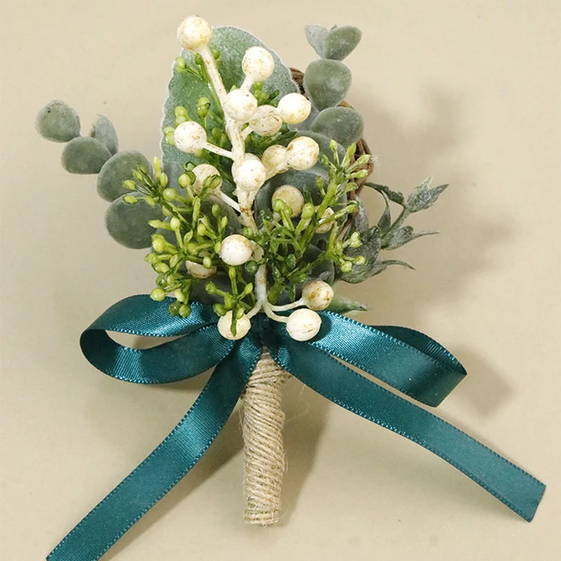 Green Wedding Boutonniere Mariage Homme Bridesmaid Corsage Flowers broche mariage Buttonhole Suit Wedding Accessories