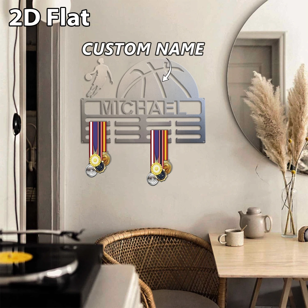 1pc Custom Creative Basketball metal medal hook,Wall Art,As Wedding Decor for Room Office, Party Decor,Best Gift for Friends view 3