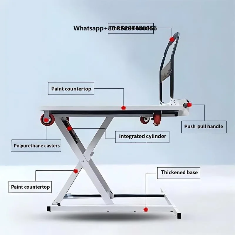 200-500kg Transport Scissor Lift Folding Cart Heavy Duty Steel Hand Truck Trolley Four-Wheel Self Loading Truck Lift 1.2m Max