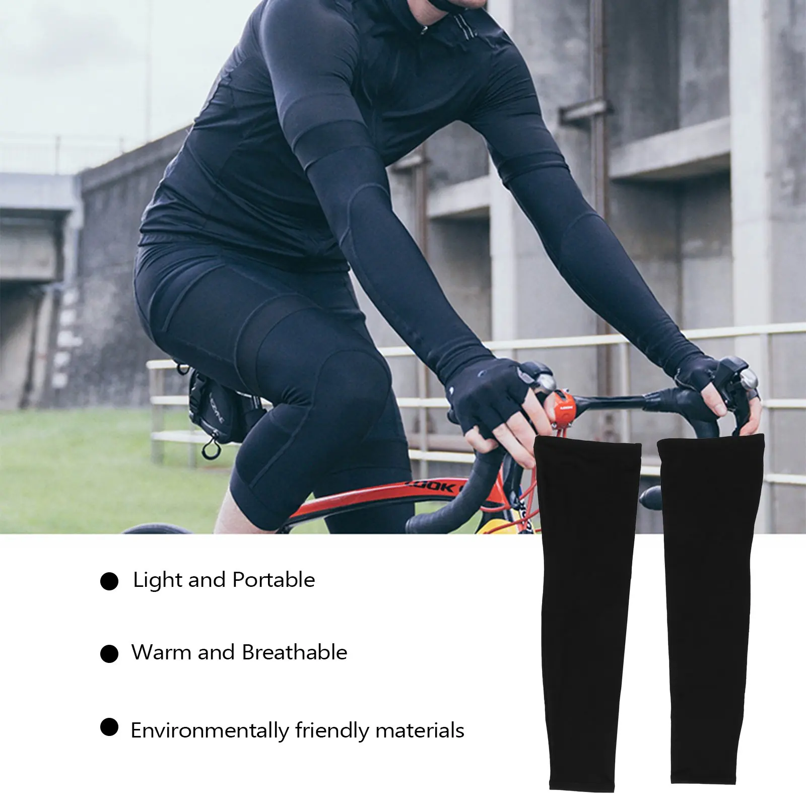 1Pair Autumn Winter Cycling Leg Sleeve Thermal Fleeced Windproof Shell Knee Warmer Sports Leg Cover for Riding Training Running view 4