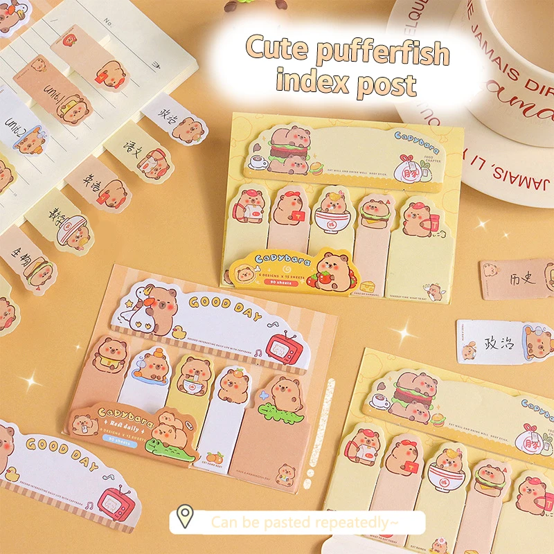 120Pcs Capybara Sticky Index Tab Cute Memoranda Notebook Page Markers Classify Sticker Office School Supplies