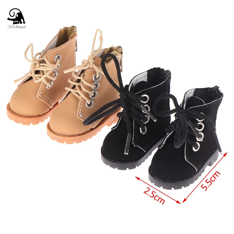 1Pair 1:6 Doll Clothes 5.5cm PU Martin Boots For 20cm Doll Fashion DIY Mini Shoes Dolls Kids Toys Doll Accessories