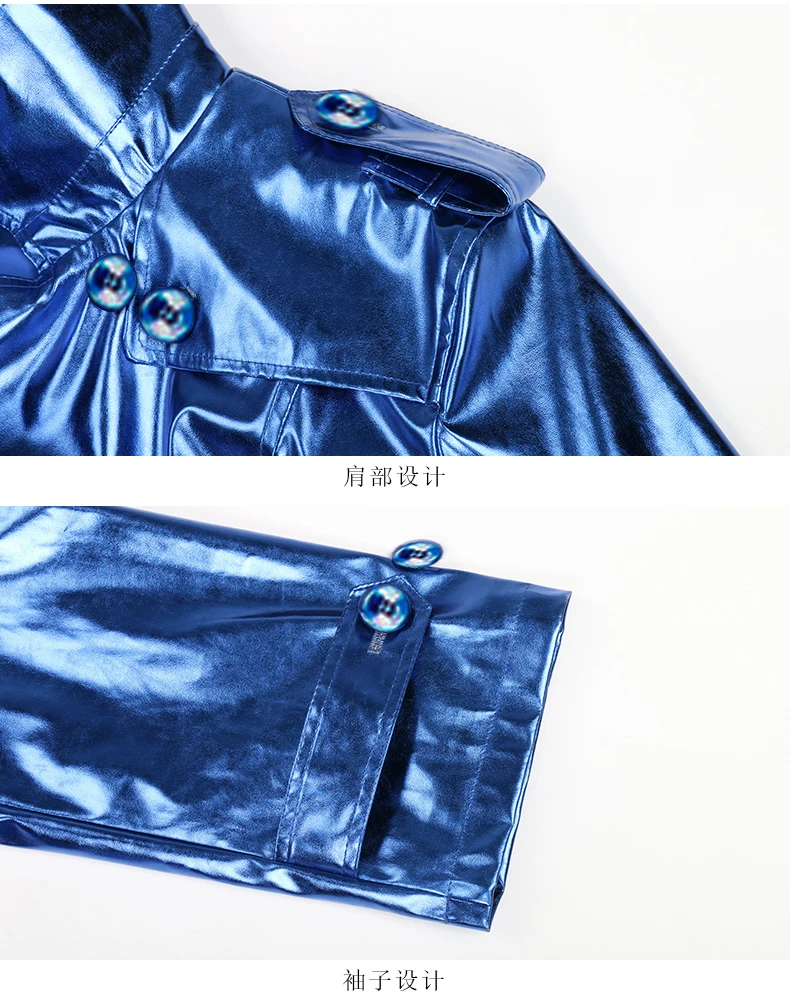 Nerazzurri Spring Autumn Long Shiny Reflective Patent Leather Trench Coat for Women Sashes Double Breasted European Fashion 2022