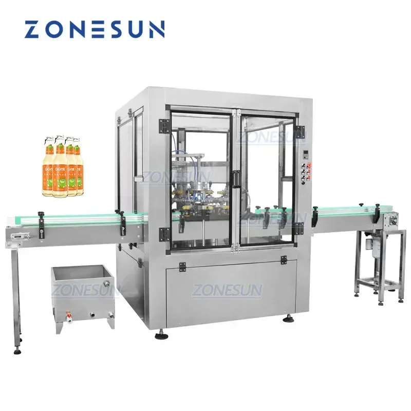 ZONESUN ZS-WB12 Lavadora de botellas rotativa semiautomática para leche, vino, PET y máquina de limpieza de botellas de vidrio