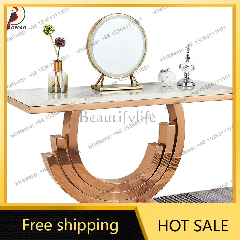LS light luxury marble modern simple semicircle against the wall corridor entry household entrance cabinet