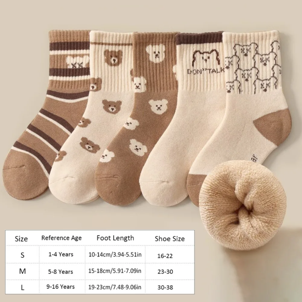 

Kawaii Cartoon Bear Thermal Socks Terry Lining Thickened Warm Socks Breathable Winter Warm Mid-Crew Cozy Socks