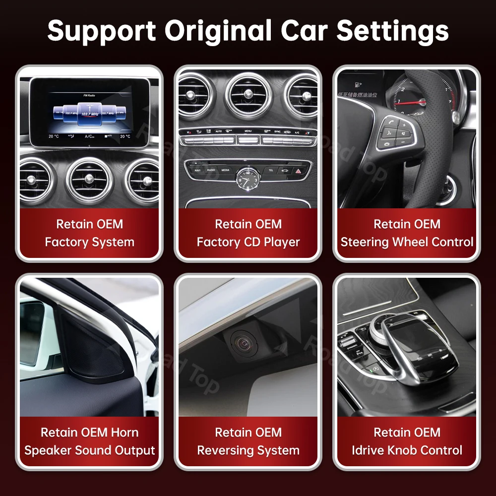 شاشة لينكس للوسائط المتعددة الأوتوماتيكية من Road Top CarPlay Android لسيارة Mercedes-Benz C Class W205 GLC V Class W447 2015-2019 NTG5.0 5.1 5.2 #5