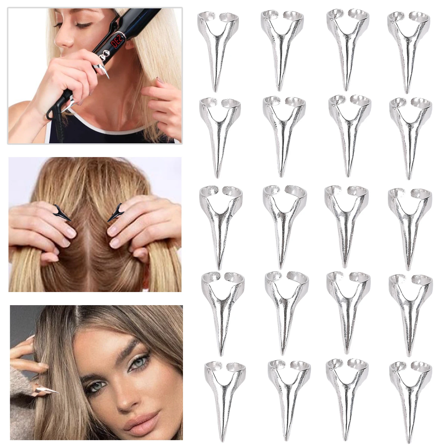 10/20Pcs Retro Gothic Haar Abschied Werkzeug Für Finger Flechten Haar Rack Haar Zubehör Klaue Ringe Magie Nagel trenn Werkzeug Gold – Detail 8