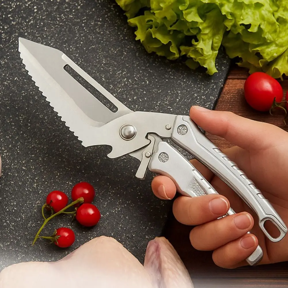 

Removable Chicken Bone Scissor Stainless Steel Non-slip Handle Kitchen Scissor with Safety Buckle Food Cutter Outdoor