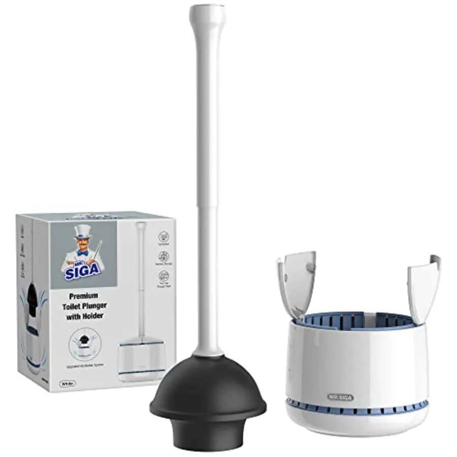 MR.SIGA Toilet Plunger with Holder, Heavy Duty Toilet Plunge