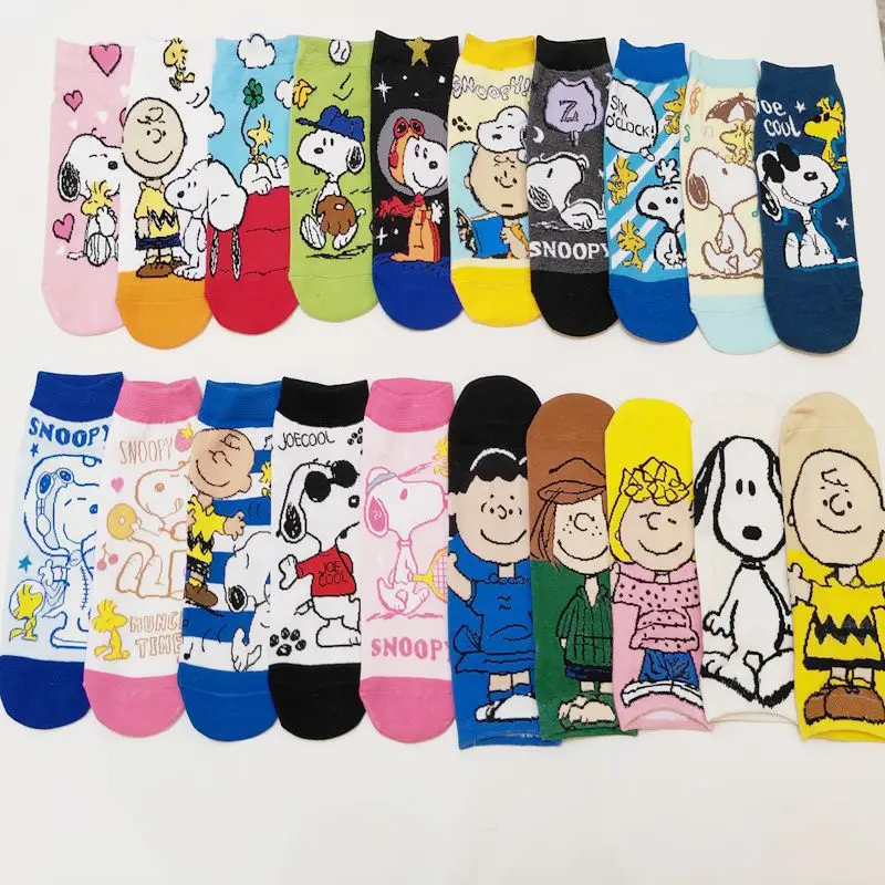 

24 Style Lovely Adult Snoopy Short Socks Kawaii Cartoon Comfortable Women's Socks for Spring Summer Average Size 18-40 Years Old