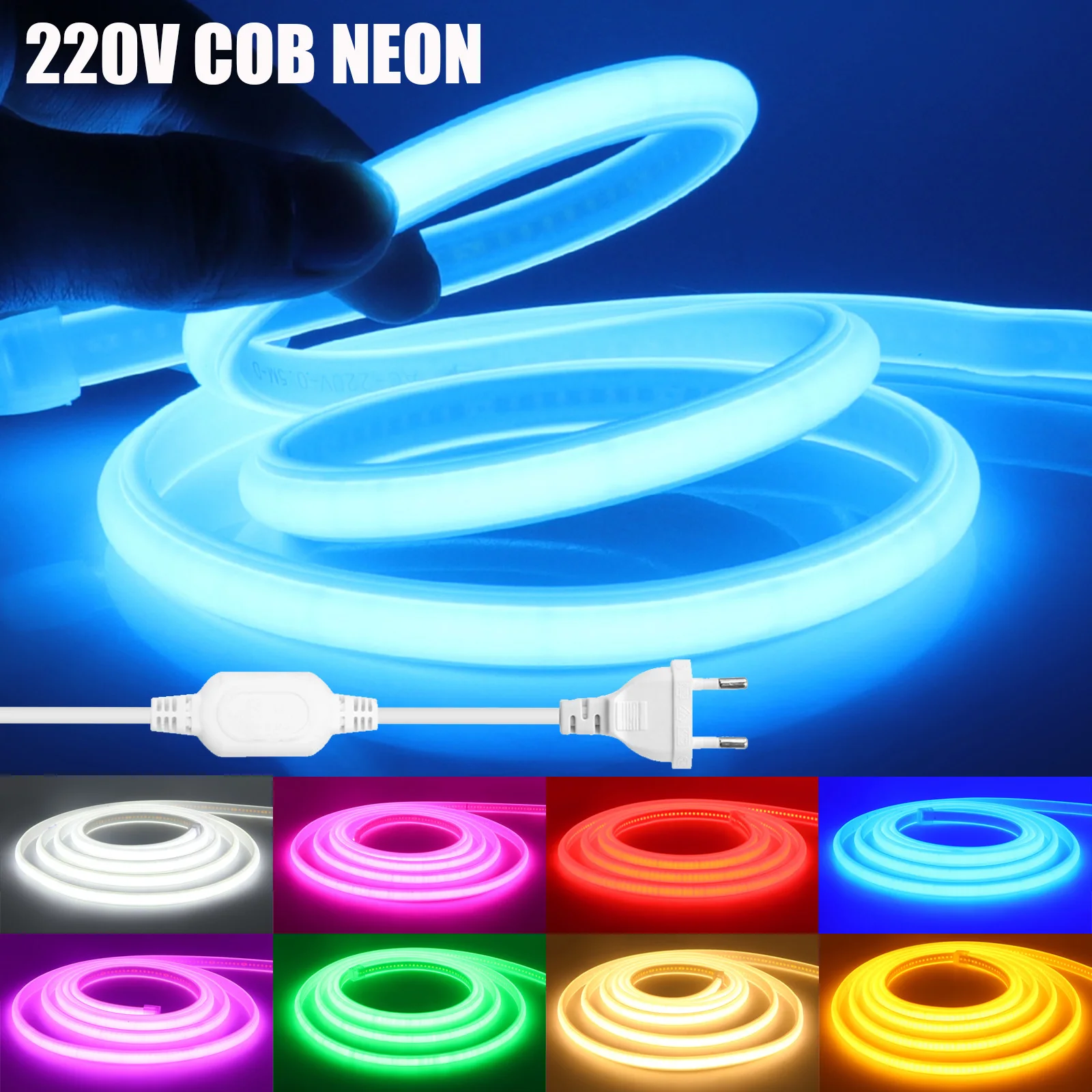

AC 220V COB Neon Light Flexible COB LED Strip 288LEDs/m High Density Linear Light Waterproof Ribbon Tape Ice Rope