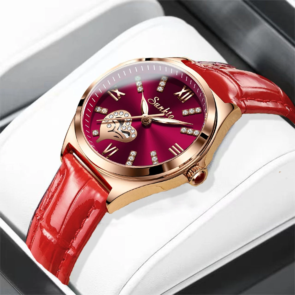 2023 New Fashion Watch Women Quartz Wristwatch Leather Belt Diamond Bunny Dial Luxury Woman Watch Casual Ladies Clock Reloj Muje