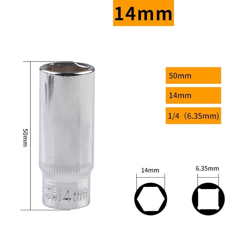 11 Pz 1/4 pollici 6.35mm Presa Esagonale Profonda Strumento Riparazione Chiavi A Cricchetto Testa Presa Strumento