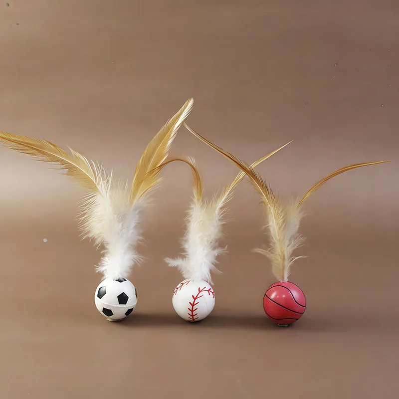 Pelota de plumas elástica para gatos – juguete interactivo rebote - imagen 4