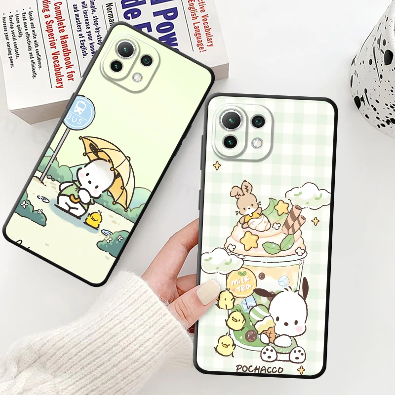سانريو الأخضر باشا الكلب الأسود لينة غطاء الهاتف الحال بالنسبة Xiaomi Redmi A5 14C A4 12C K40 K80 Pro A1 A2 Plus 9 13C A3 10