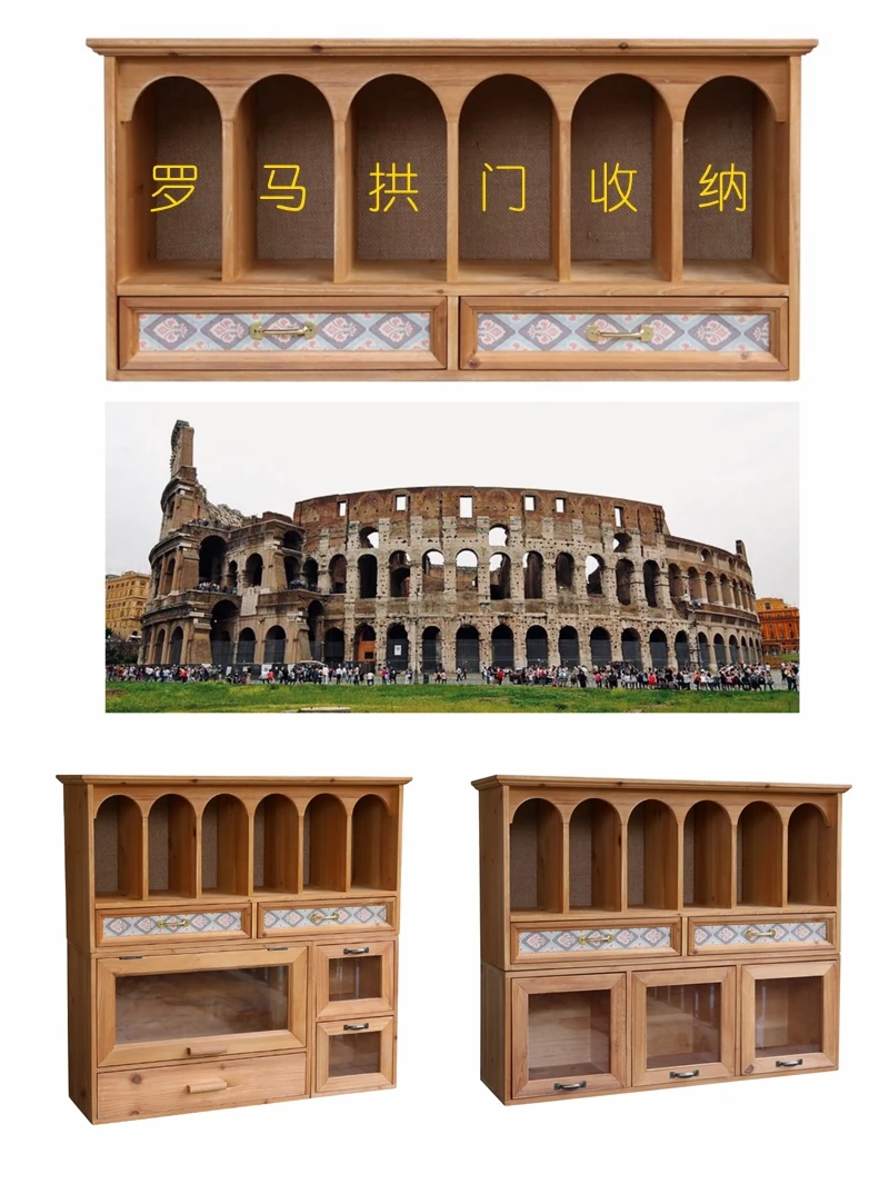 Ancient Roman Arch Retro Storage Rack Rough Hand-made Zakka Storage Box Display Rack