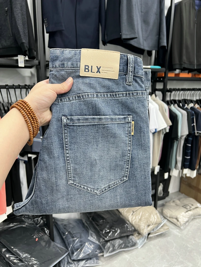 Slim Fit Soft Mens Jeans Spring Summer Thin Nine Points Casual Fashion Korean Style Cotton Polyester Blend Breathable Comfort...