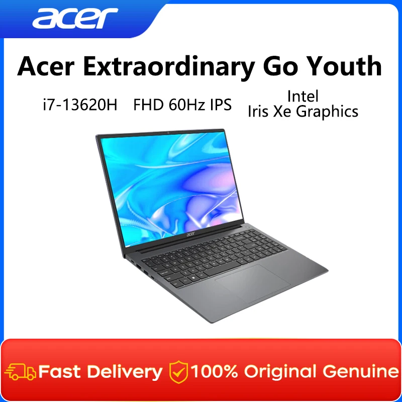 Portátil Acer Extraordinary Go Youth 2024 de 16 pulgadas con pantalla FHD IPS de 60Hz, i7-13620H, 16GB, 1TB, gráficos Intel Iris Xe.