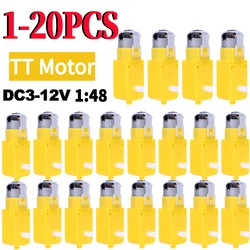 1-20PCS Dual Shaft Geared Motor Gearmotor DC 3-12V Gearbox Motor for DIY Smart Car Robot 1:48  Plastic TT Motor Tire Wheel