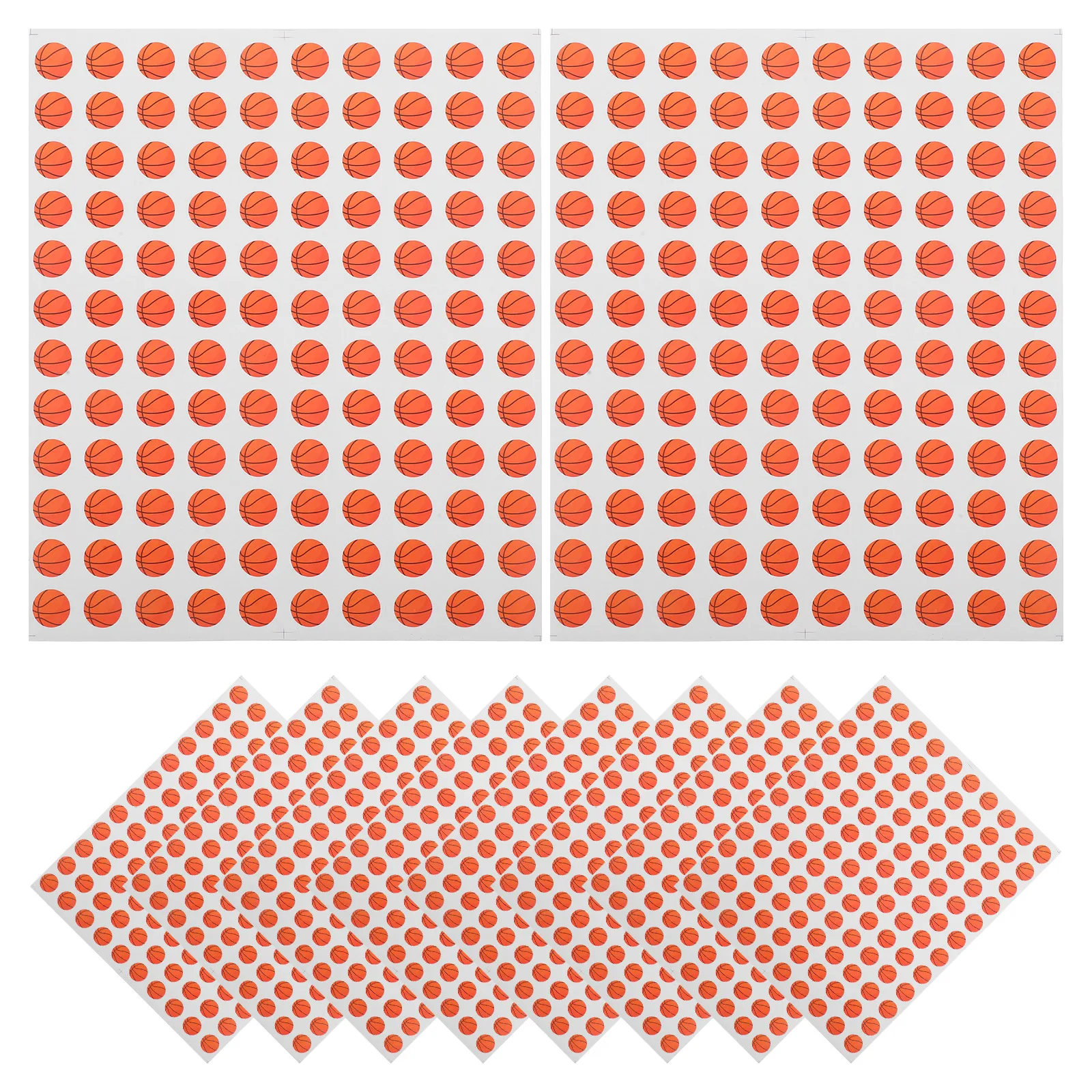 

20 Sheets Basketball Stickers Sports Theme Decorative DIY Decals Mini Labels Circle Design Vinyl Adhesive Bulk Pack
