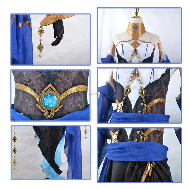 Layla คอสเพลย์เสื้อผ้าเกม Genshin Impact คอสเพลย์ Layla วิกผมชุดเครื่องแต่งกายชุดเต็มชุดถุงมือหมวกสําหรับสตรี