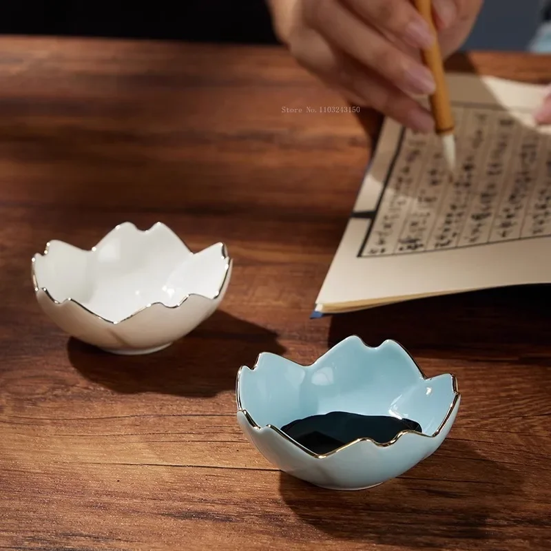 Ceramic Multi-functional Color Palette Chinese Painting Ink Ceramic Pen Decoration Beginners Writing Brush Painting Creation