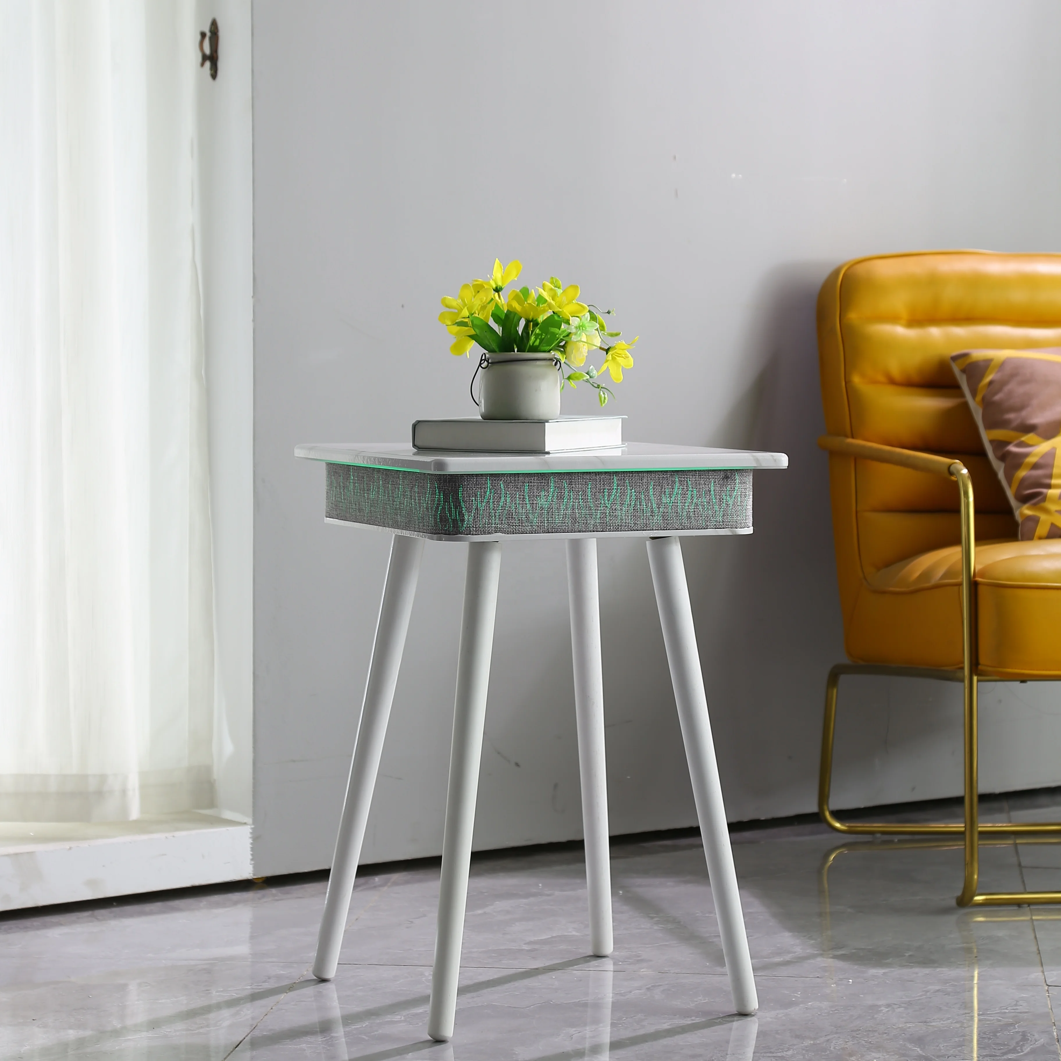 Moderner, hochwertiger, mit Leinen überzogener Couchtisch für Zuhause, Wohnzimmer und Balkon, Innenmöbel