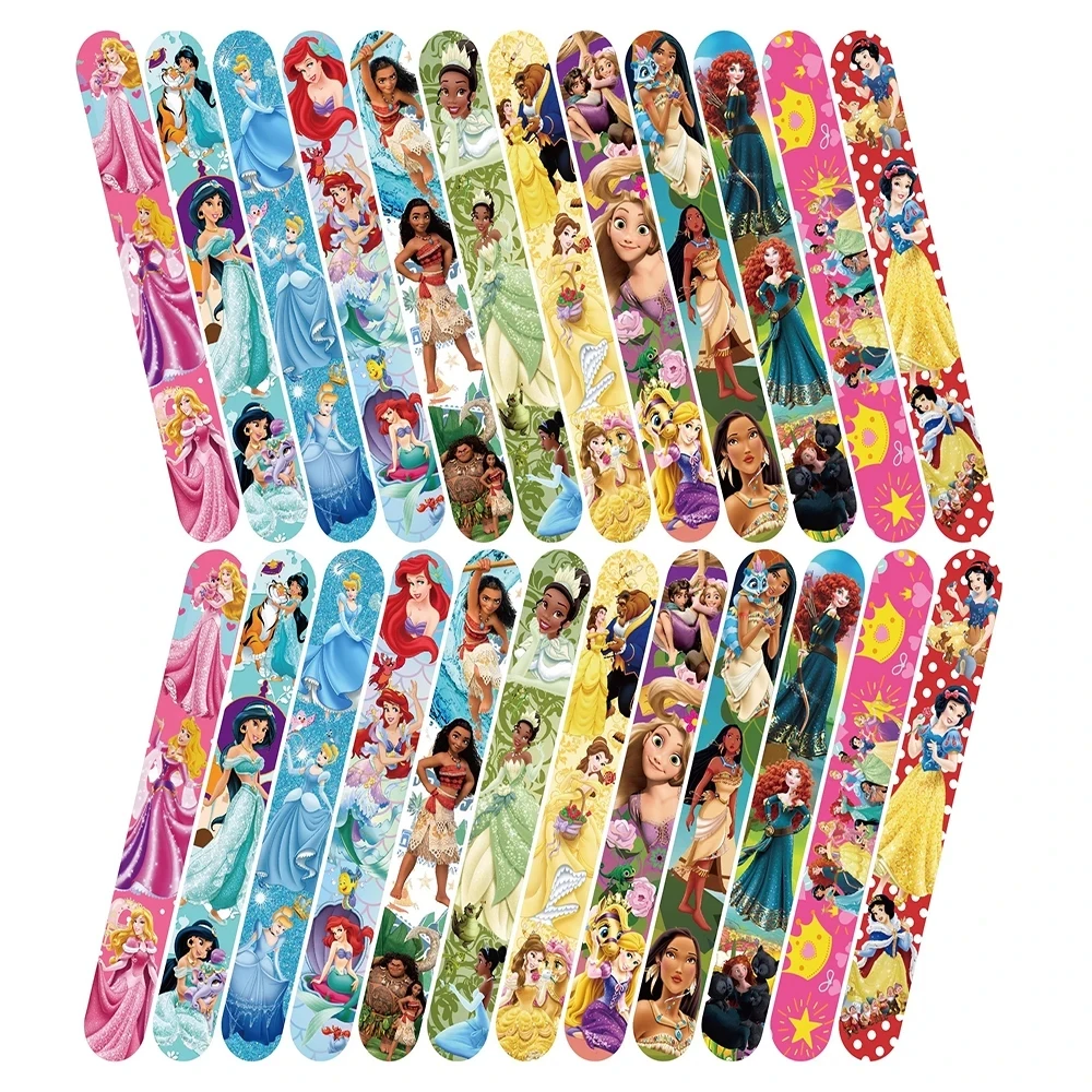 12pcs Disney Princess bracciali Wristband Arlo Bel Rapunzel Theme Snap bracciali bomboniere per ragazze Baby Shower Supplies