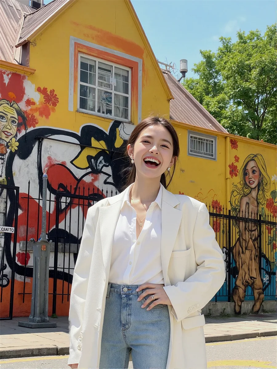 เสื้อท็อปสีดำขาว ลายทาง แต่งกระเป๋า ทรงเข้ารูป สไตล์นักเรียน แฟชั่น ทันสมัย แขนเจ็ดส่วน มีแผ่นรองไหล่